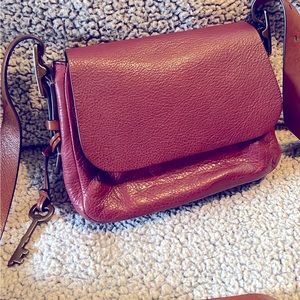 Fossil Maroon Leather crossbody purse